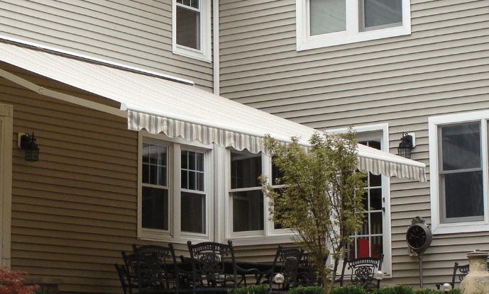 the awning is white.