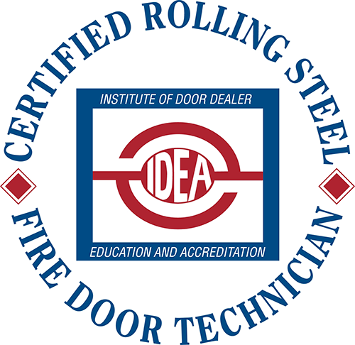 certified rolling steel fire door technician logo