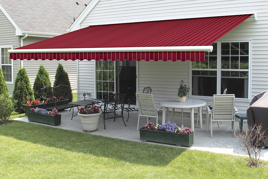 bright red awning